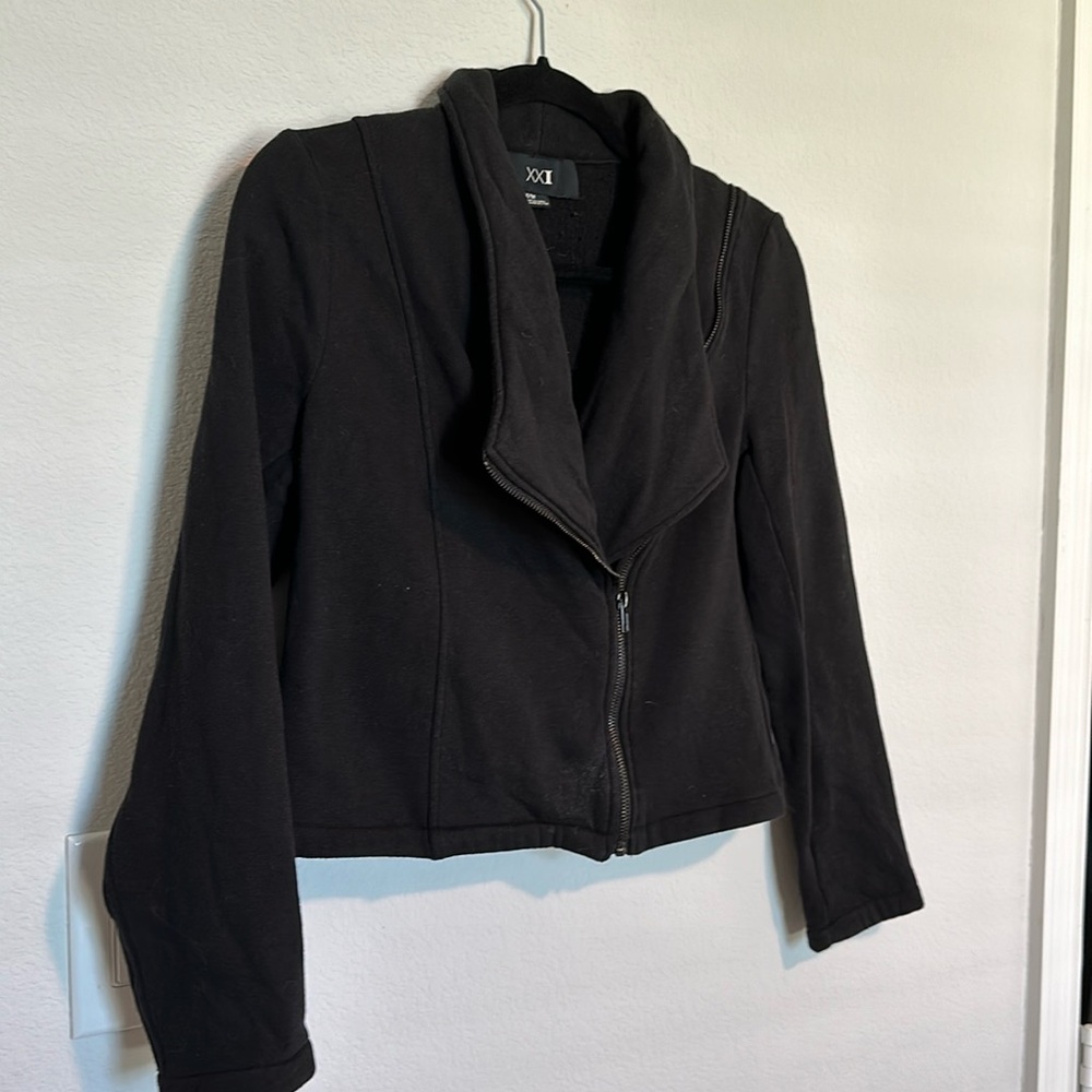 Black Cotton Moto Jacket